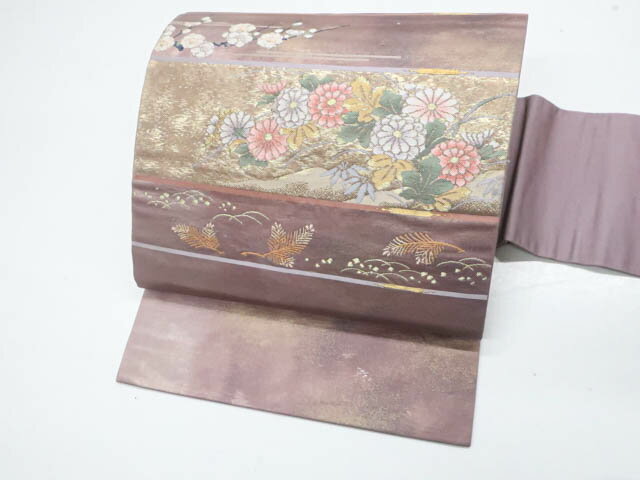 ビッグセール最大80%OFF【中古】九寸名古屋帯 太鼓柄 金糸 梅 菊 正絹 25b10-1992【リサイクル】 IDnet(4)