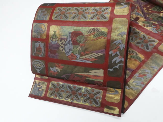 Double-Layered Sash - 【中古】袋帯 六通柄 正絹 25b10-2099【フォーマル リサイクル帯 入学式 卒業式 結婚式 母 七五三 お宮参り パーティー 通販 アイディーネット きもの】 IDnet