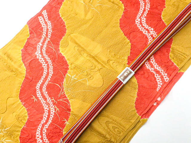 樂天商城 - 【中古】和装小物 帯締め 帯揚げ セット 絞り 金彩 平組 美品 帯締 帯揚 25w11-13585【リサイクル】 IDnet