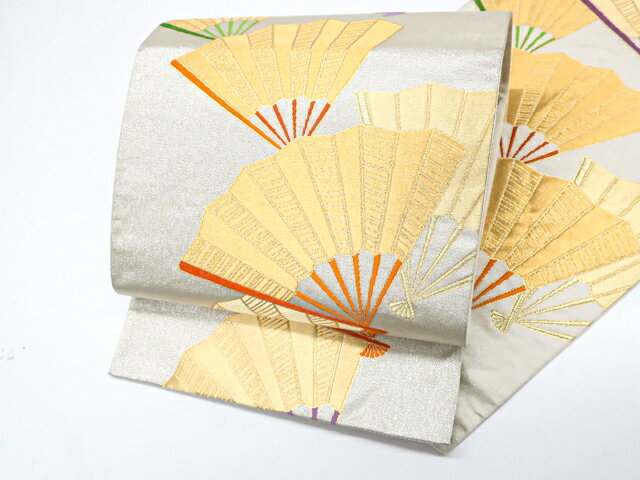 樂天商城 - 【中古】袋帯 六通柄 扇子 金糸 正絹 25b11-2161【フォーマル リサイクル帯 入学式 卒業式 結婚式 母 七五三 お宮参り パーティー 通販 アイディーネット きもの】 IDnet