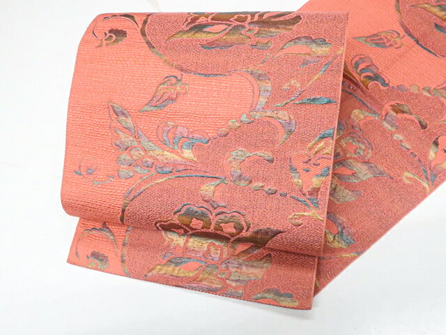 【中古】八寸名古屋帯 六通 唐花 正絹 25b11-2212【リサイクル】 IDnet