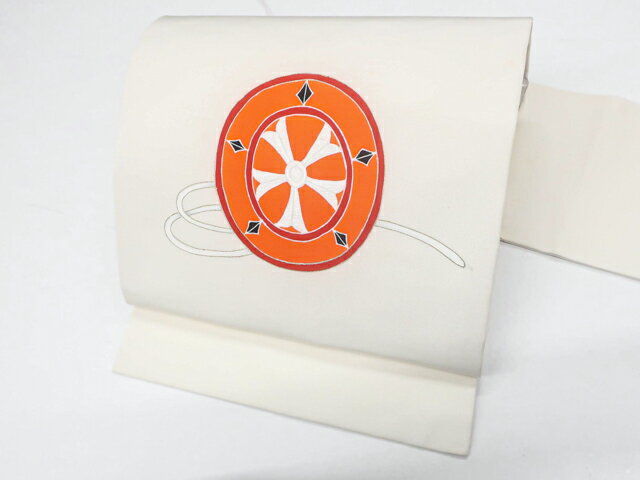 【中古】九寸名古屋帯 太鼓柄 塩瀬 正絹 25b11-2216【リサイクル】 IDnet