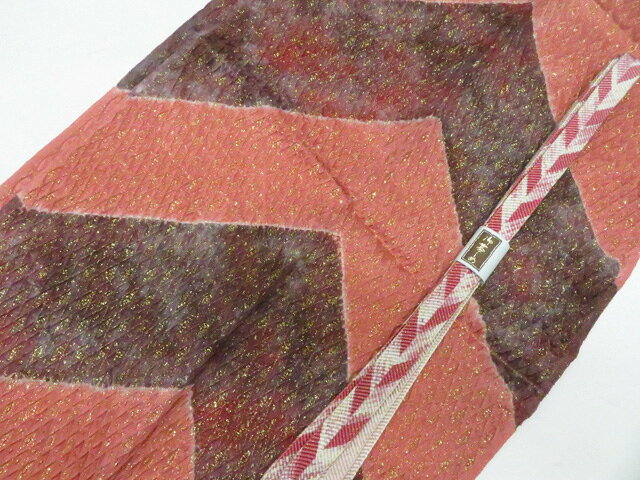 Sash Band - 【中古】和装小物 帯締め帯揚げセット 平組 金糸 美品 帯締 帯揚げ 25w12-15009【リサイクル】 IDnet