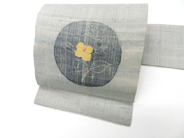 【中古】リメイク 九寸名古屋帯 お太鼓柄 紬 枝花 正絹 26b01-18【リサイクル】 IDnet