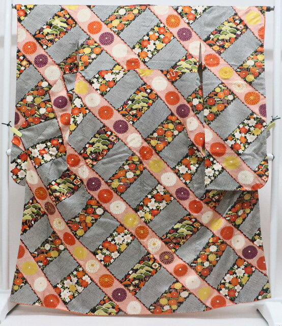 【中古】リサイクル着物 振袖 金駒刺繍 宝尽くし 菊 正絹 着物 身丈約164cm 裄丈約64.5cm 25z12-6592【リサイクル】 IDnet