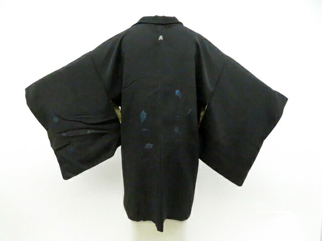 樂天商城 - 【中古】リサイクル着物 黒羽織 昭和レトロ 縫紋 花 羽織紐付 正絹 着物 身丈約80cm 裄丈64.5cm 26z01-291【リサイクル】 IDnet