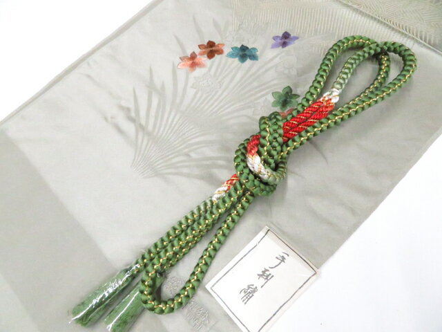 最大88%OFF【中古】和装小物 帯締め帯揚げセット 帯締 帯揚 丸組 手刺繍 丹後ちりめん 金糸 美品 26w01-776【リサイクル】 IDnet