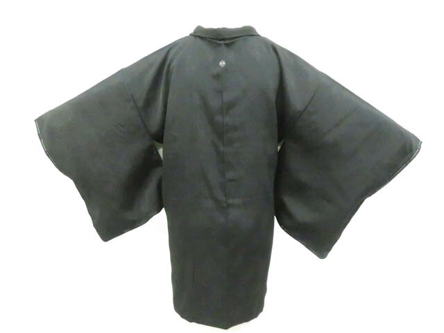 Haori - 【中古】リサイクル着物 黒羽織 縫紋 地紋入り しつけ付 羽織紐別売り 正絹 着物 身丈約81cm 裄丈63.5cm 26z01-351【リサイクル】 IDnet