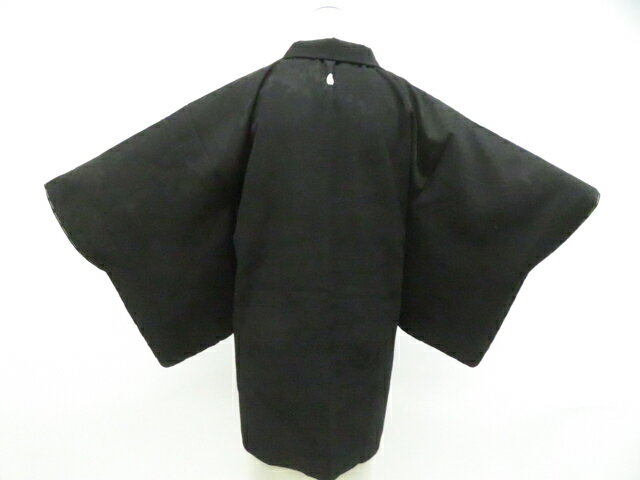 樂天商城 - 【中古】リサイクル着物 黒羽織 地紋入り 羽織紐別売り 正絹 着物 身丈約80.5cm 裄丈62cm 26z01-425【リサイクル】 IDnet