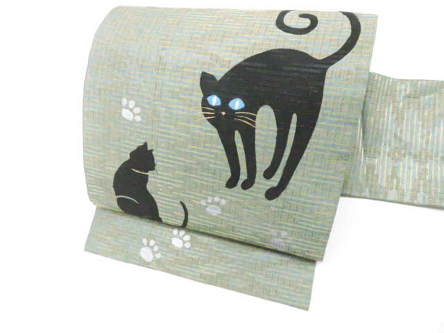 Nagoya Sash - 最大88%OFF【中古】九寸名古屋帯 オリジナル 太鼓柄 猫 肉球 正絹 美品 r8b01-5【リサイクル】 IDnet