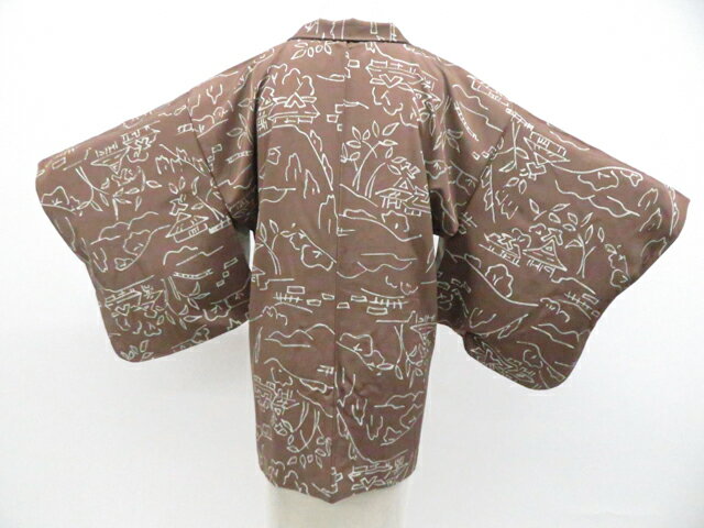 Haori - 【中古】リサイクル着物 羽織 羽織紐付 正絹 着物 身丈約75cm 裄丈62.5cm 26z01-507【リサイクル】 IDnet