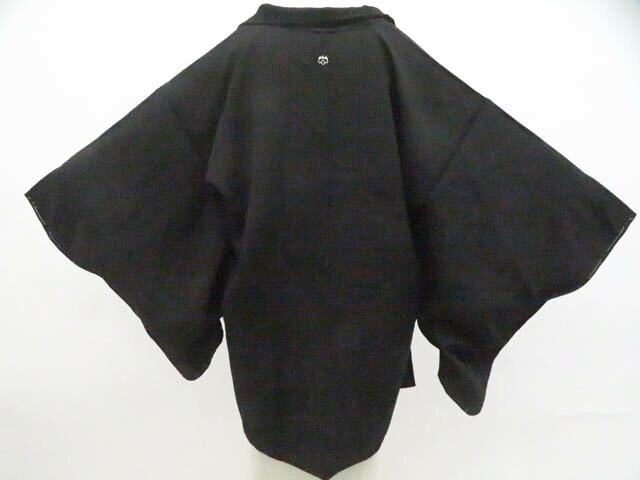 Haori - 【中古】リサイクル着物 黒羽織 羽織 一つ紋 古典花 羽織紐別売り 着物 正絹 美品 身丈約79cm 裄丈約64.5cm 26z01-548【リサイクル】 IDnet