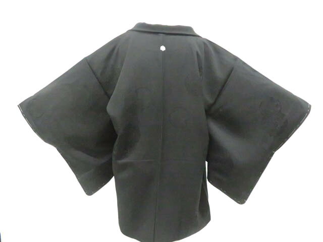 Haori - 【中古】リサイクル着物 黒羽織 羽織 一つ紋 羽織紐別売り 着物 正絹 美品 身丈約78.5cm 裄丈約62.5cm 26z01-555【リサイクル】 IDnet