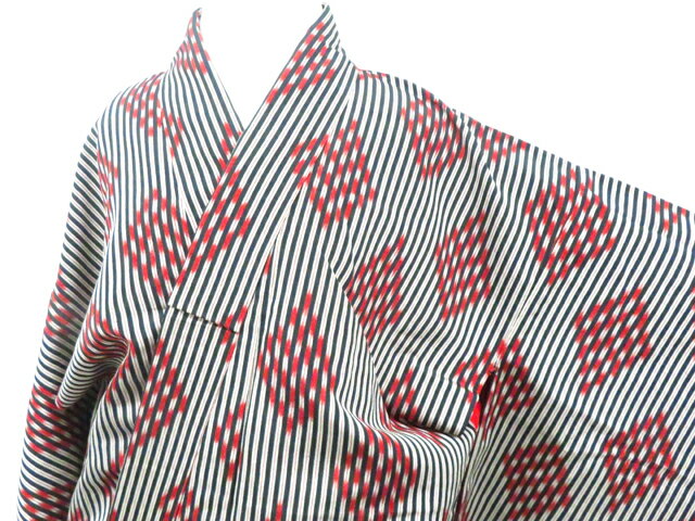 樂天商城 - 【中古】リサイクル着物 小紋 アンティーク 夏物 夏 菱 正絹 着物 身丈約157.5cm 裄丈64cm 26z02-577【リサイクル】 IDnet