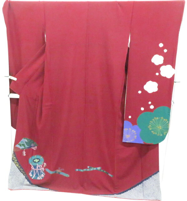 樂天商城 - 【中古】リサイクル着物 振袖 絞り 刺繍 扇子に鼓 正絹 着物 身丈約172.5cm 裄丈72cm 26z02-601【リサイクル】 IDnet
