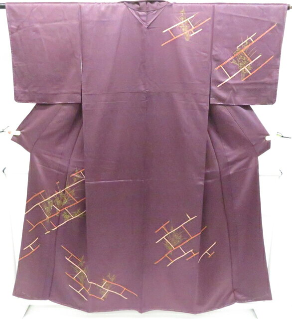 Tsukesage （Traditional Pattering） - 【中古】リサイクル着物 付下げ 枝梅 正絹 着物 美品 身丈約156.5cm 裄丈63cm 26z02-611【リサイクル】 IDnet