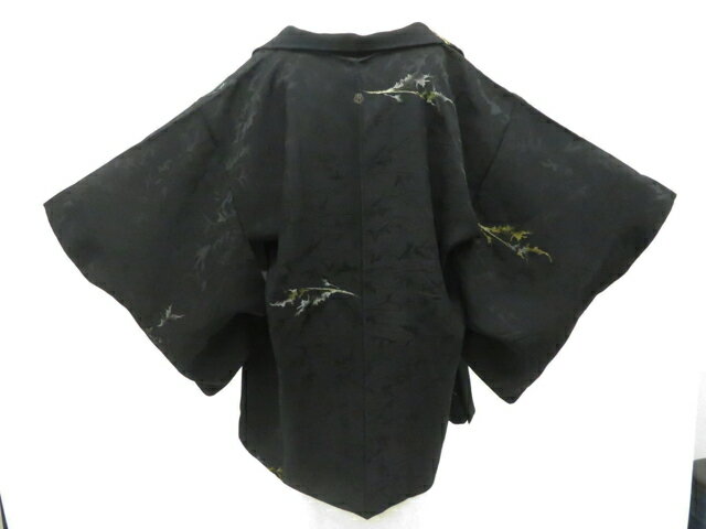 【中古】リサイクル着物 羽織 黒羽織 縫い紋 紐別売り 正絹 身丈80.5cm 裄丈61cm 26z02-646【リサイクル】 IDnet