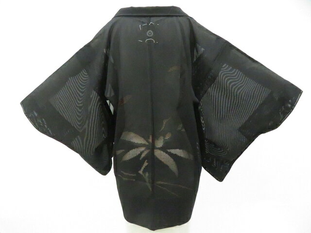 樂天商城 - 【中古】リサイクル着物 羽織 黒羽織 縫い紋 夏物 紐別売り 正絹 身丈79cm 裄丈62cm 26z02-652【リサイクル】 IDnet