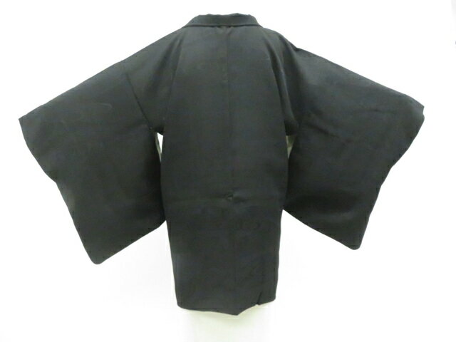 【中古】黒羽織 羽織紐付 正絹 着物 26z02-658【リサイクル】 IDnet