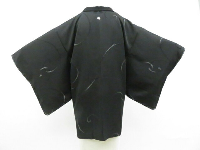 Haori - 【中古】リサイクル着物 黒羽織 一つ紋 羽織紐別売り 正絹 着物 美品 26z02-660【リサイクル】 IDnet