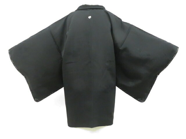 Haori - 【中古】リサイクル着物 黒羽織 一つ紋 羽織紐別売り 正絹 着物 美品 26z02-665【リサイクル】 IDnet