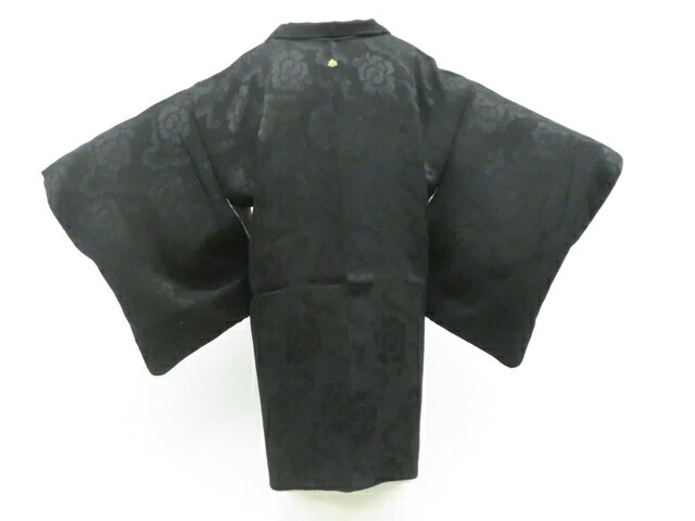 Haori - 【中古】リサイクル着物 黒羽織 縫い紋 羽織紐付 正絹 着物 26z02-666【リサイクル】 IDnet