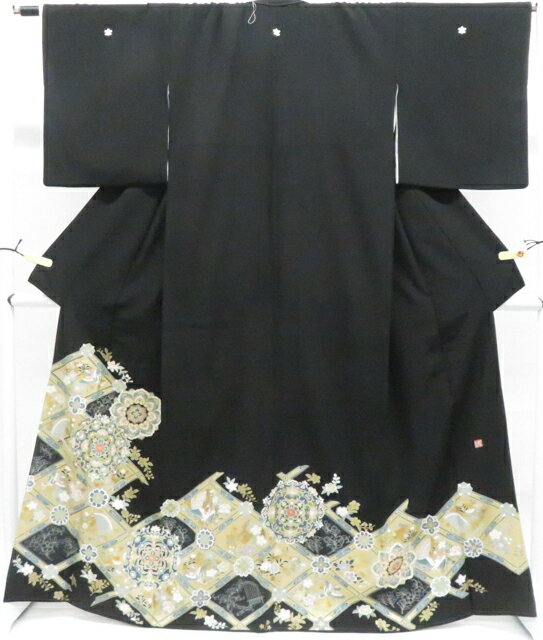 Kimono - 【中古】リサイクル着物 黒留袖 五つ紋 作家物 落款入り 比翼仕立 正絹 着物 身丈約165cm 裄丈66cm 26z02-719【リサイクル】 IDnet