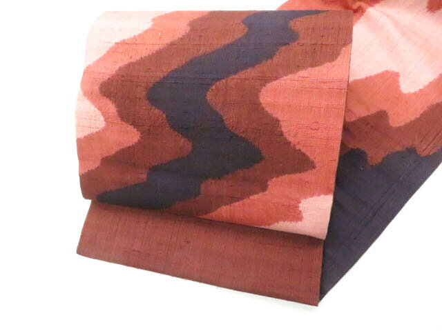 【中古】九寸名古屋帯 お太鼓柄 開き仕立て 正絹 26b02-151【リサイクル】 IDnet