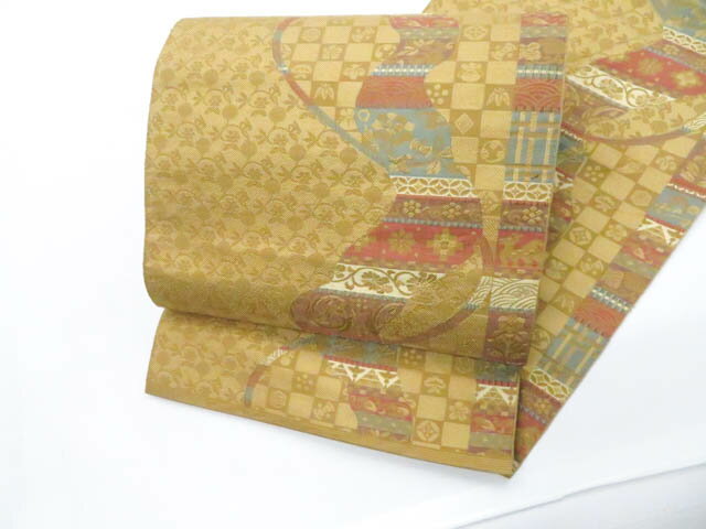 【中古】八寸名古屋帯 六通柄 正絹 26b02-153【リサイクル】 IDnet