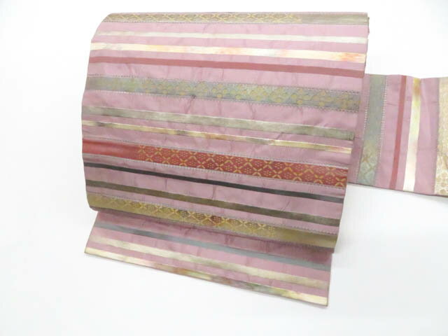 【中古】九寸名古屋帯 六通柄 金糸 正絹 26b02-156【リサイクル】 IDnet