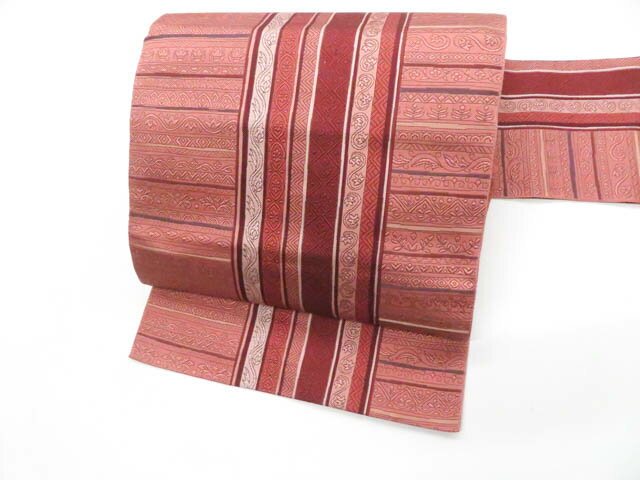 【中古】八寸名古屋帯 博多織 全通柄 正絹 26b02-162【リサイクル】 IDnet