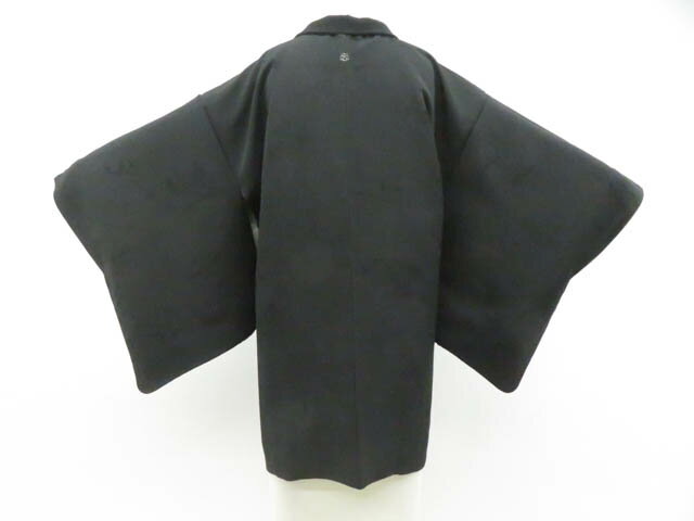 Haori - 【中古】リサイクル着物 黒羽織 縫紋 地紋入り 羽織紐付 正絹 着物 美品 身丈約79.5cm 裄丈62cm 26z02-797【リサイクル】 IDnet