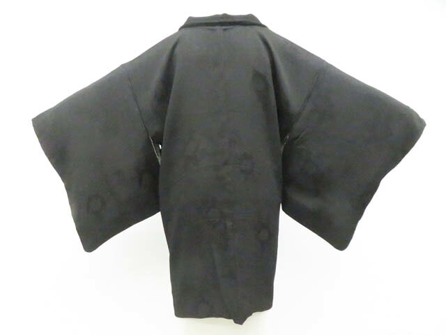 樂天商城 - 【中古】リサイクル着物 黒羽織 地紋入り 羽織紐付 正絹 着物 身丈約81cm 裄丈63cm 26z02-807【リサイクル】 IDnet