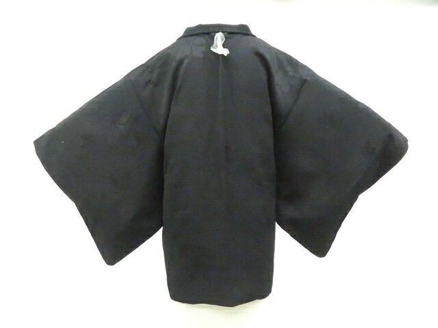 Haori - 【中古】リサイクル着物 黒羽織 一つ紋 地紋入り 羽織紐別売り 正絹 着物 美品 身丈約75cm 裄丈62.5cm 26z02-847【リサイクル】 IDnet