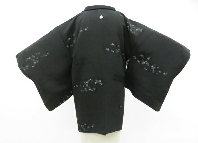 樂天商城 - 【中古】リサイクル着物 黒羽織 縫取 一つ紋 羽織紐付 正絹 着物 身丈約79cm 裄丈64cm 26z02-861【リサイクル】 IDnet