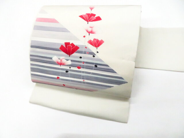 Nagoya Sash - 最大88%OFF【中古】九寸名古屋帯 お太鼓柄 花 正絹 26b02-166【リサイクル】 IDnet