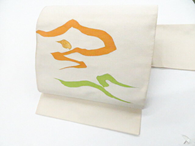 【中古】九寸名古屋帯 落款入り つづれ 太鼓柄 金糸 正絹 26b02-177【リサイクル】 IDnet