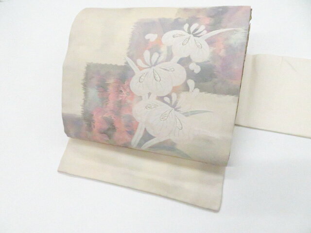 樂天商城 - 【中古】九寸名古屋帯 太鼓柄 銀糸 花 正絹 26b02-182【リサイクル】 IDnet