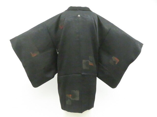 Haori - 【中古】リサイクル着物 黒羽織 一つ紋 金糸 羽織紐付 正絹 着物 身丈約82.5cm 裄丈62.5cm r8z02-16【リサイクル】 IDnet