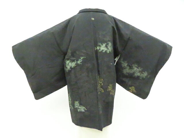 樂天商城 - 【中古】リサイクル着物 黒羽織 縫い紋 縫取 羽織紐付 正絹 着物 身丈約81cm 裄丈64cm 26z02-935【リサイクル】 IDnet