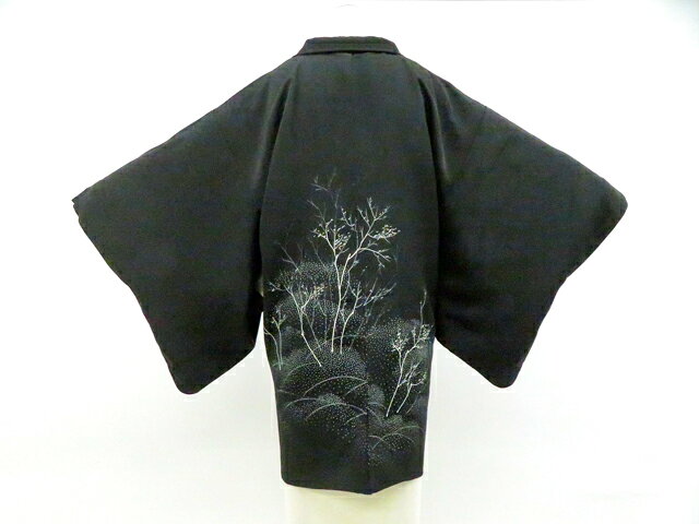 Haori - 【中古】リサイクル着物 黒羽織 羽織紐付 正絹 着物 身丈約82cm 裄丈63cm 26z02-937【リサイクル】 IDnet