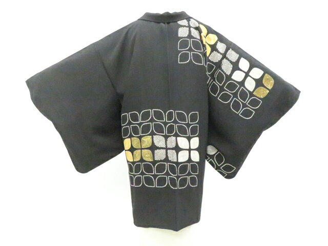 Haori - 【中古】リサイクル着物 黒羽織 羽織紐付 正絹 着物 身丈約83cm 裄丈64cm 26z02-943【リサイクル】 IDnet