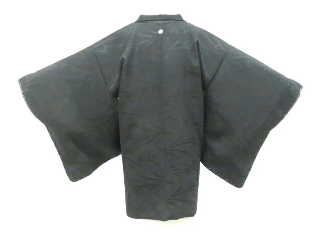 樂天商城 - 【中古】リサイクル着物 黒羽織 一つ紋 地紋入り 羽織紐付 正絹 着物 美品 身丈約79cm 裄丈62.5cm 26z02-948【リサイクル】 IDnet