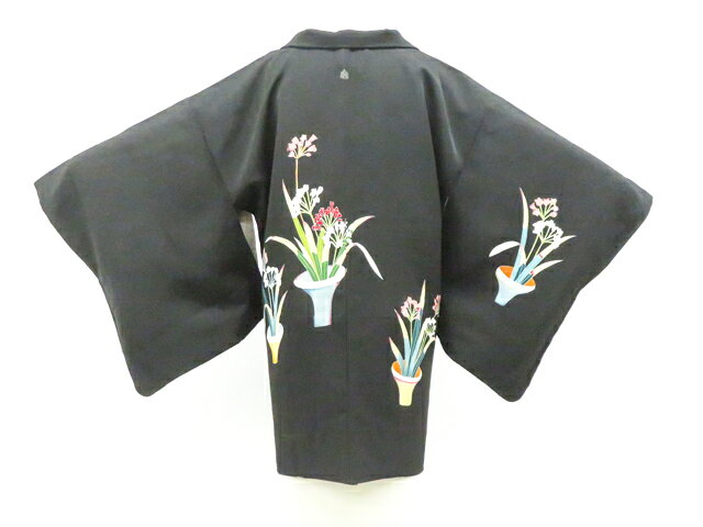 Rakuten - 最大88%OFF【中古】リサイクル着物 黒羽織 縫い紋 羽織紐付 正絹 着物 身丈約80cm 裄丈65cm 26z02-950【リサイクル】 IDnet