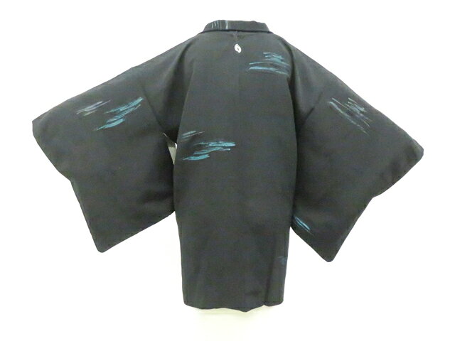 Haori - 【中古】リサイクル着物 黒羽織 一つ紋 羽織紐別売り 正絹 着物 身丈約80cm 裄丈63.5cm 26z02-951【リサイクル】 IDnet