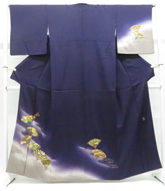 樂天商城 - 【中古】リサイクル着物 付下げ 金彩 落款入 扇子文様 正絹 着物 身丈約163.5cm 裄丈約66cm 26z02-975【リサイクル】 IDnet