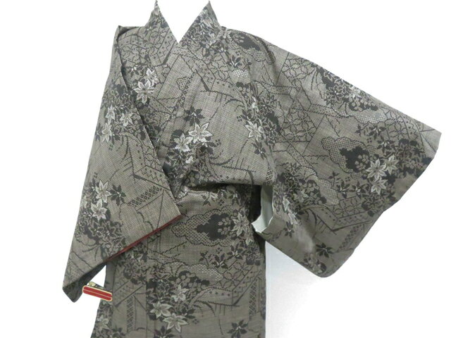 アイディーネットの【中古】リサイクル着物 紬 正絹 着物 身丈約156cm 裄丈63cm 26z03-1071【リサイクル】 IDnet｜アングル2