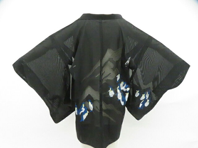 Coat - 【中古】リサイクル着物 羽織 黒羽織 オリジナル 夏物 紐別売り 正絹 身丈79cm 裄丈64cm r8z03-42【リサイクル】 IDnet