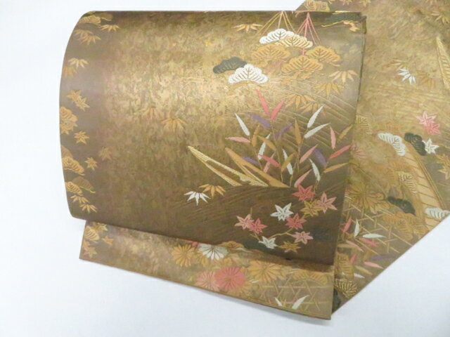 樂天商城 - 【中古】袋帯 六通柄 緑紬箔 金糸 正絹 美品 26b03-222【リサイクル】 IDnet
