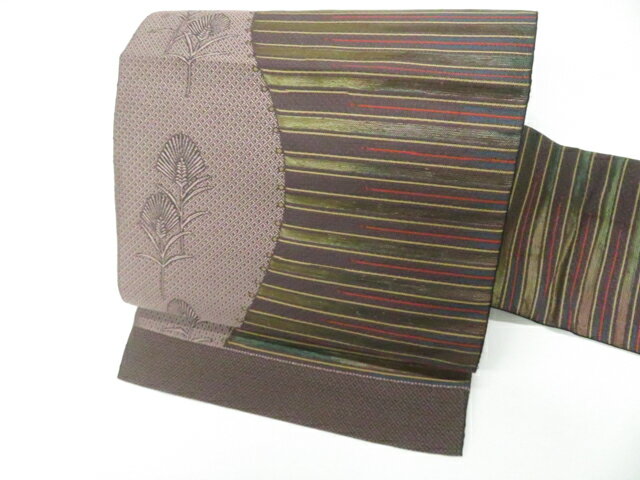 Nagoya Sash - 【中古】八寸名古屋帯 博多織 六通柄 正絹 r8b03-39【リサイクル】 IDnet